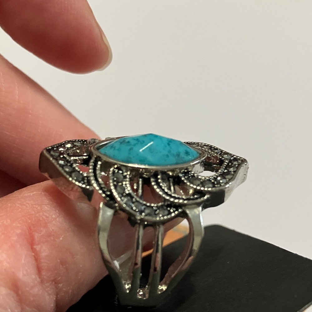 Canyon Sky Marquee Faux Turquoise Statement Ring size 10 - Picture 4 of 7